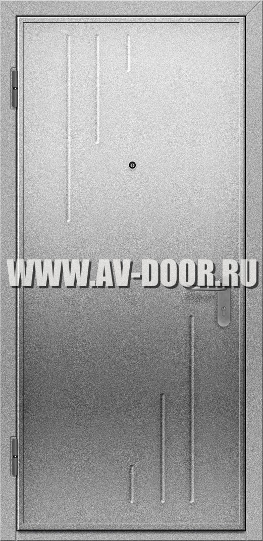 Противопожарная глухая дверь с порогом стального цвета