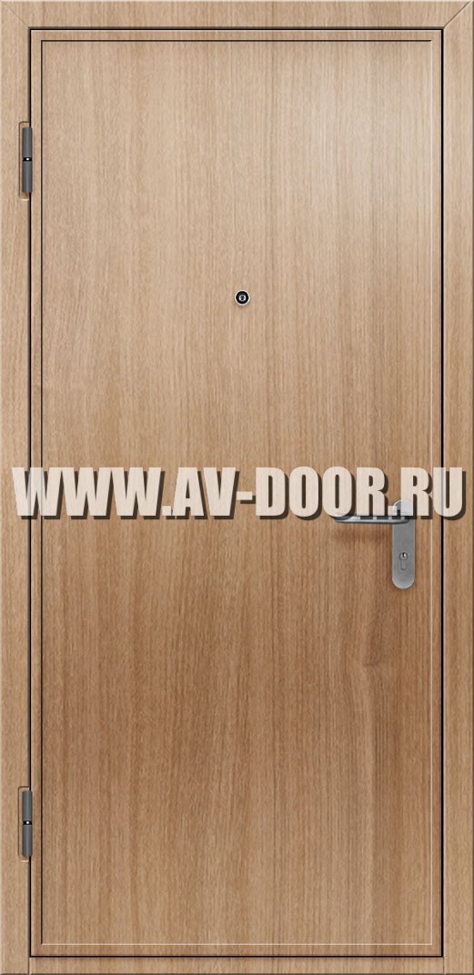 Глухая противопожарная дверь из МДФ с порогом светлая