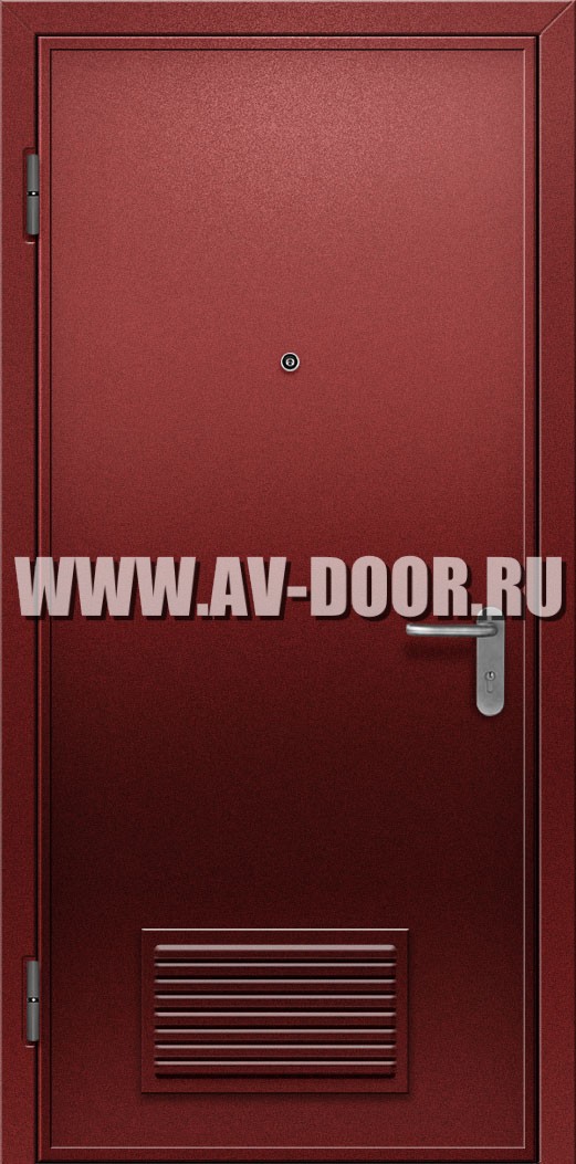 Противопожарная глухая дверь с решеткой и без порога