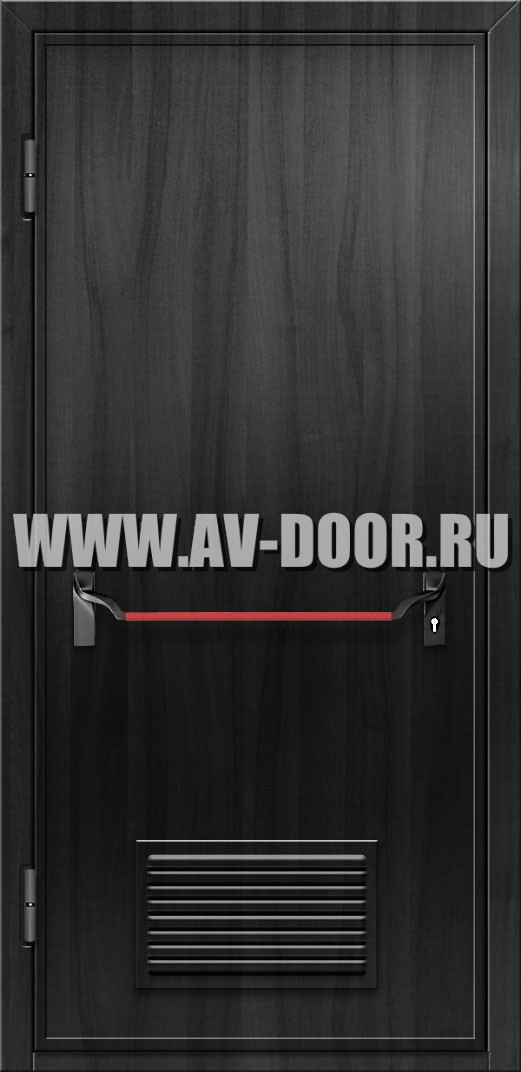 Противопожарная глухая дверь из МДФ с решеткой и антипаникой
