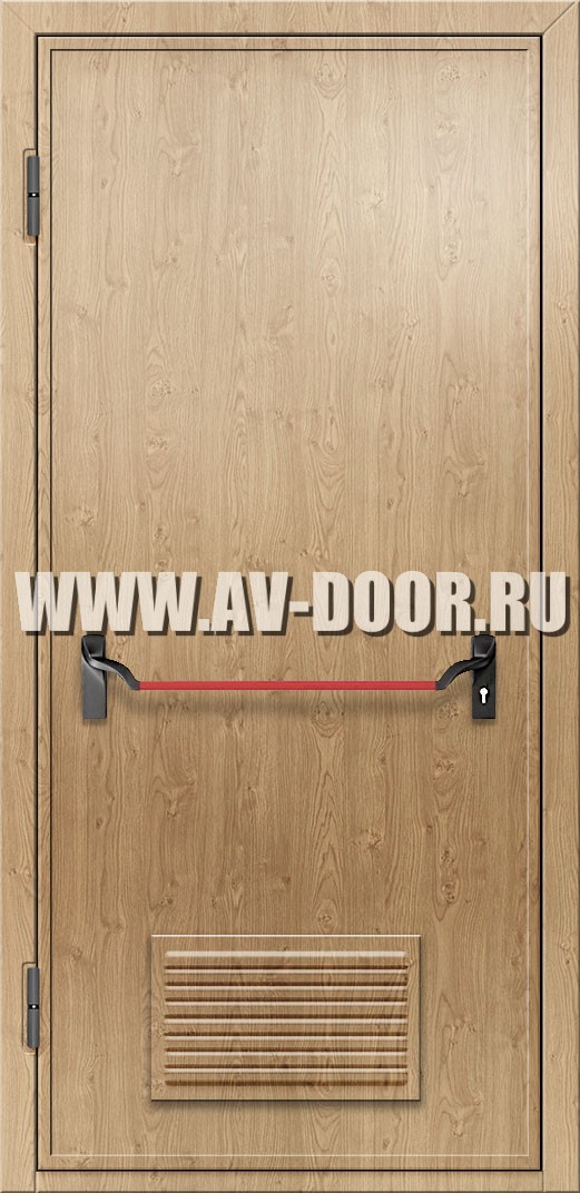 Глухая противопожарная дверь из МДФ с антипаникой и вентиляцией