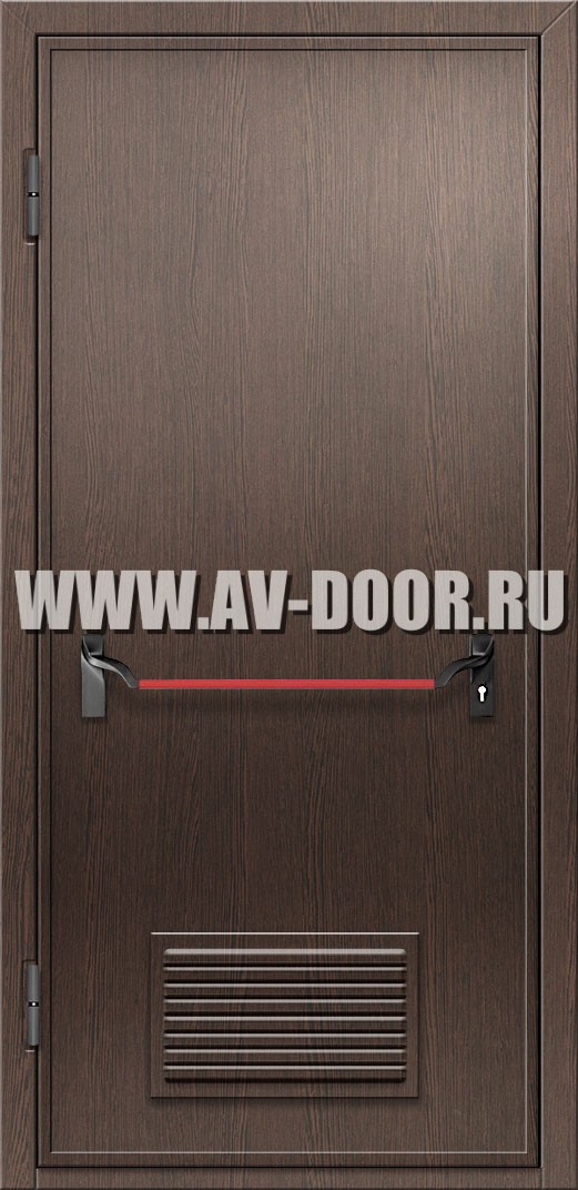 Дверь противопожарная глухая из МДФ с решеткой и антипаникой