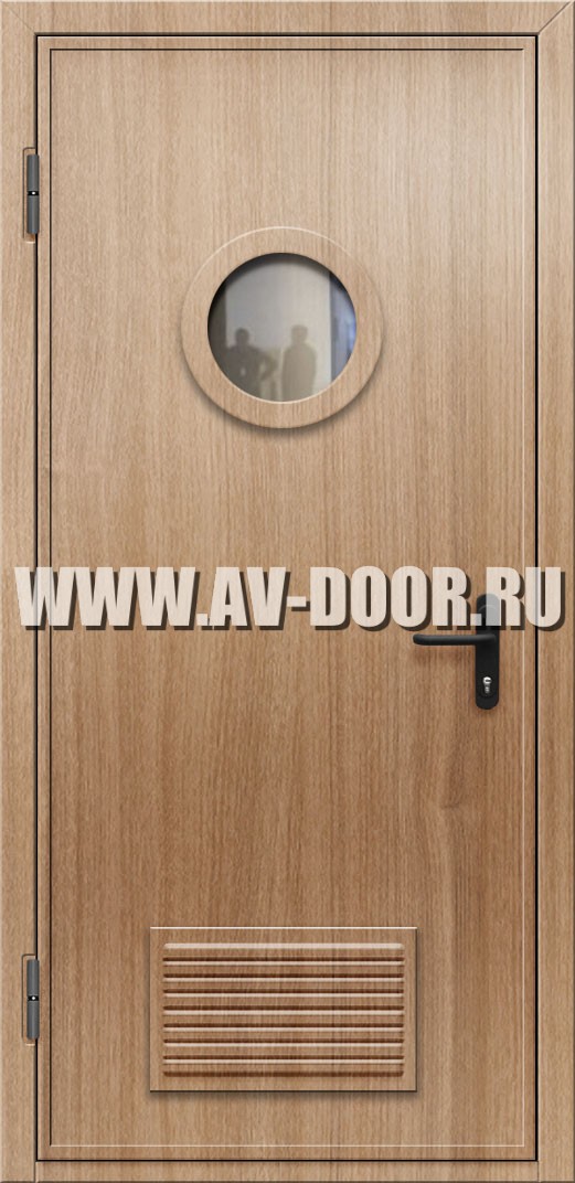Однопольная дверь из МДФ с защитой от огня, стеклом и вентиляцией