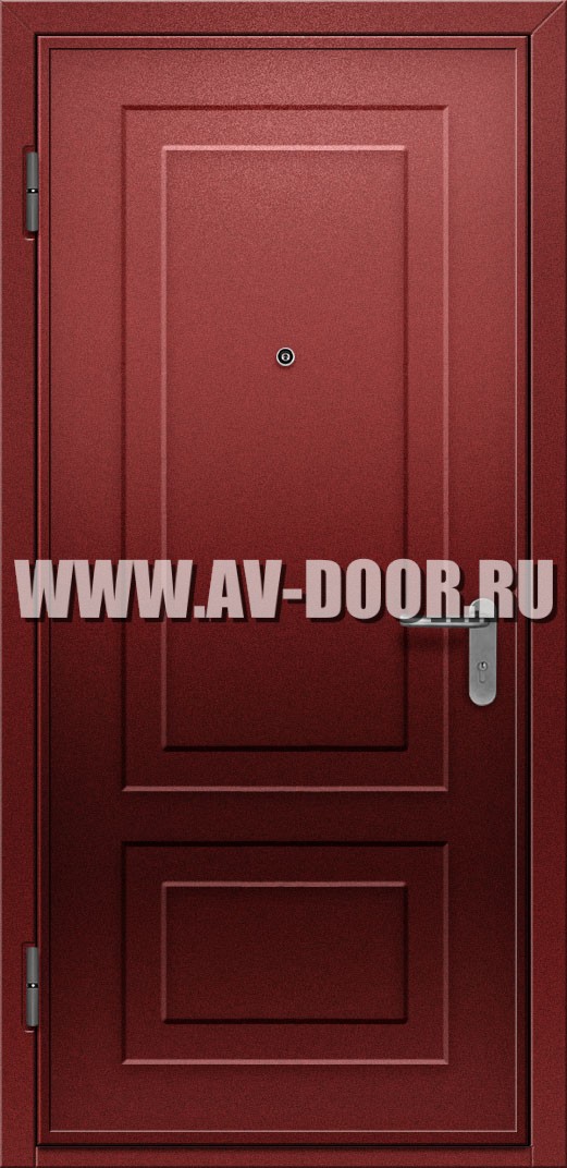 Одностворчатая глухая противопожарная дверь бордово коричневая