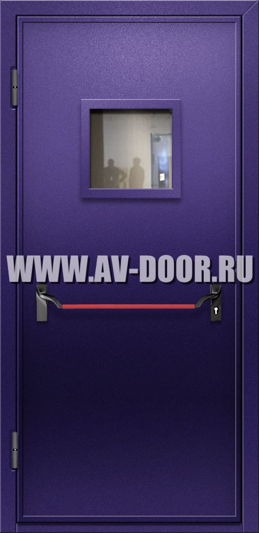 Противопожарная дверь с квадратным стеклом и антипаникой