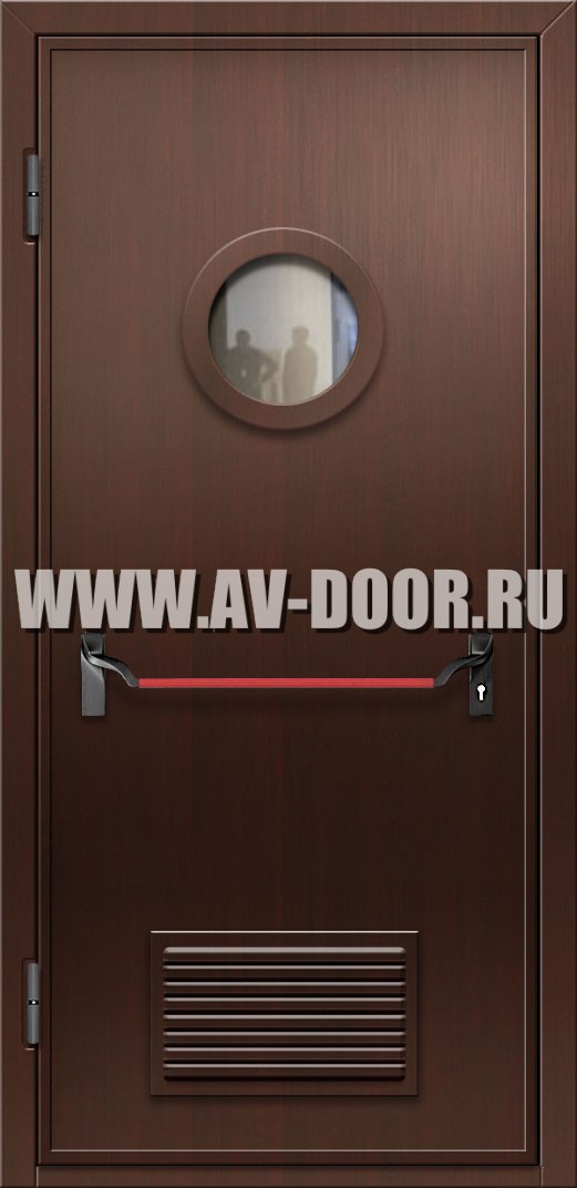 Противопожарная из МДФ с круглым стеклом, вентиляцией и антипаникой