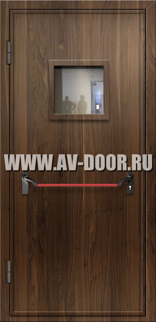 Дверь с защитой от огня, квадратным стеклом и антипаникой