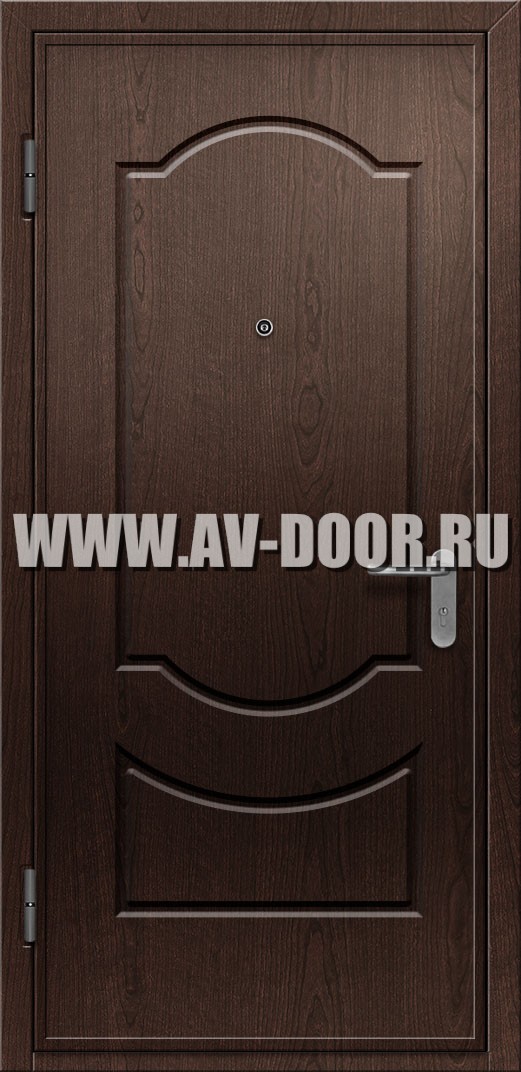Противопожарная глухая однопольная темно коричневая дверь из МДФ