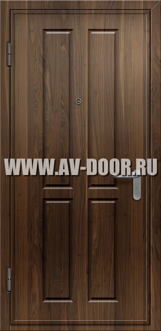 Противопожарная дверь из МДФ коричневая с выпадающим порогом
