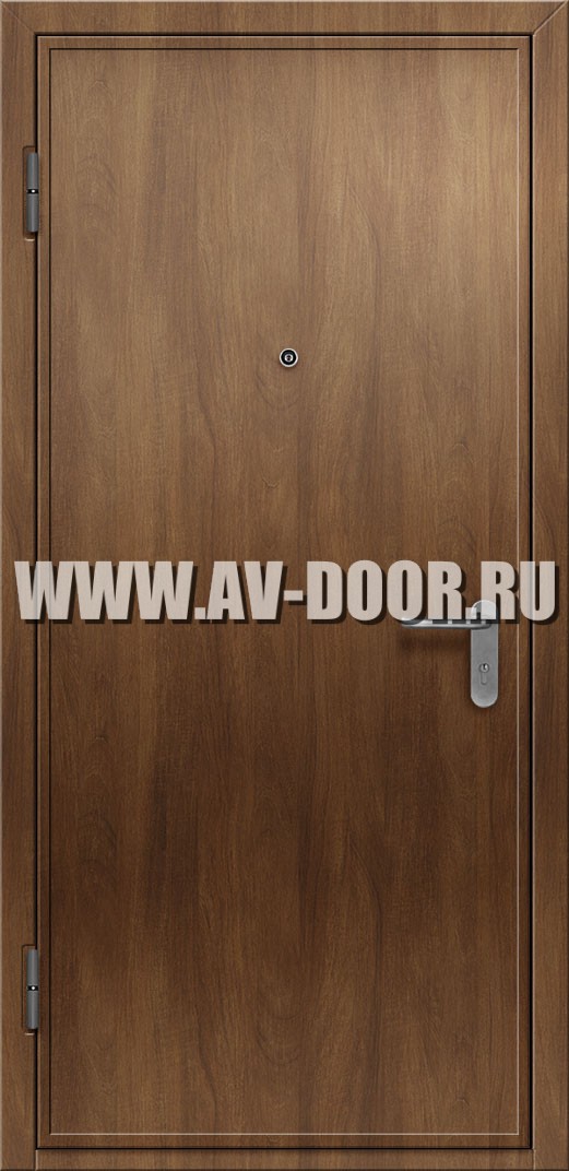 Глухая однопольная противопожарная дверь из МДФ с выпадающим порогом