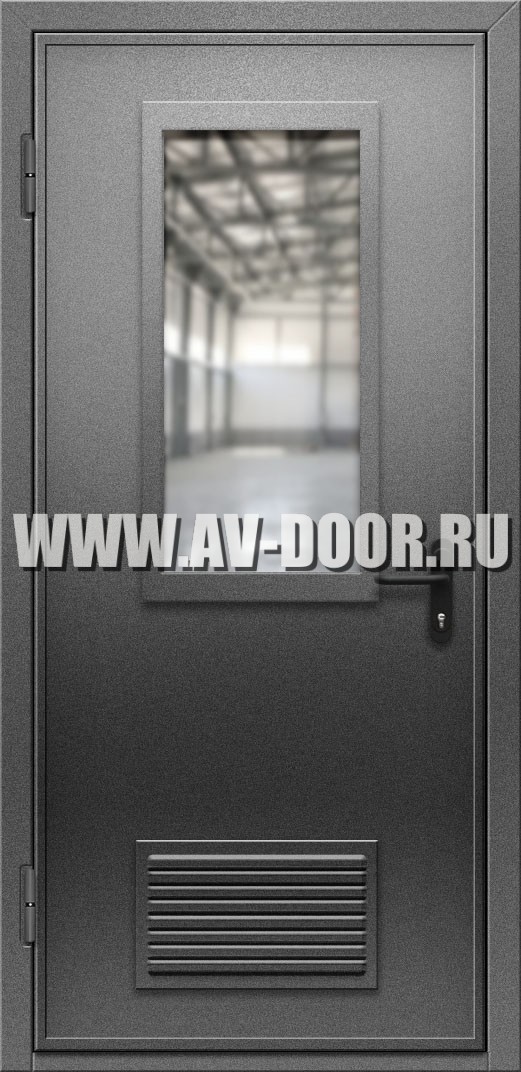 Дверь с защитой от огня, прямоугольным стеклом и вентиляцией