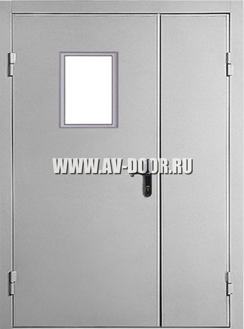 Дверь полуторная с квадратным стеклом ДПП-05