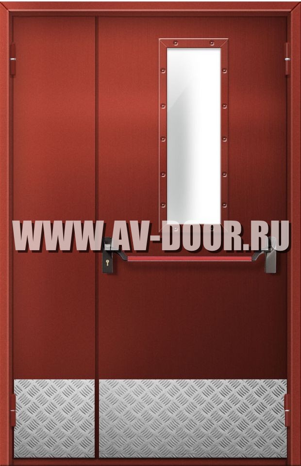 Дверь полуторная со стеклом и антипаникой ДПП-09