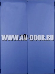 Дверь противопожарная двупольная глухая синяя ДМП-2Г