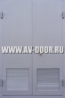 Дверь противопожарная двустворчатая глухая с решётками ДМП-2Г