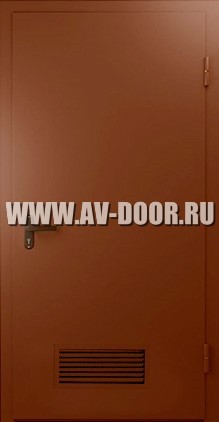 Дверь противопожарная однопольная глухая коричневая с решёткой ДМП-1Г