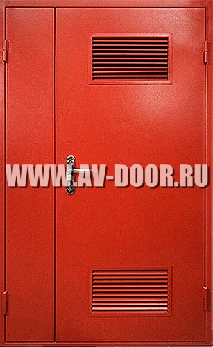 Дверь противопожарная двустворчатая с вентиляционной решёткой ДМП-2Г