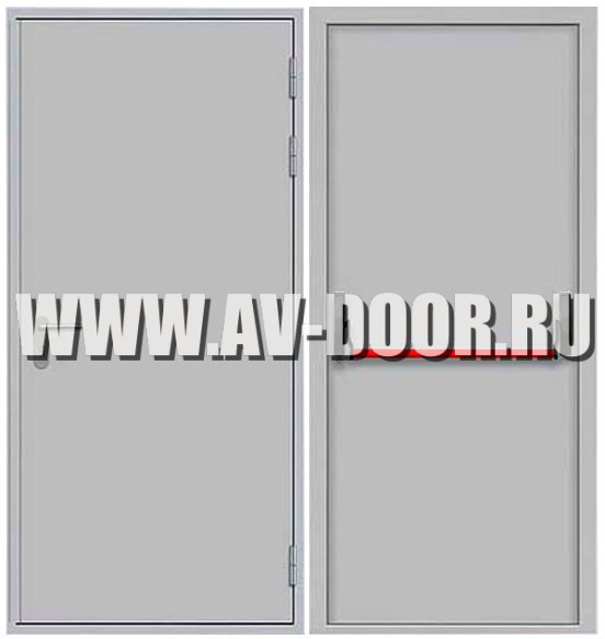 Дверь противопожарная однопольная с антипаникой светло серая ДМП-1Г