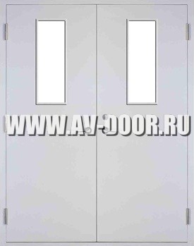 Дверь противопожарная двустворчатая с прямоугольными стёклами 3-го класса ДМП-2О
