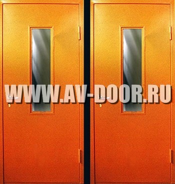 Дверь противопожарная однопольная дверь с прямоугольным стеклом ДМП-1О