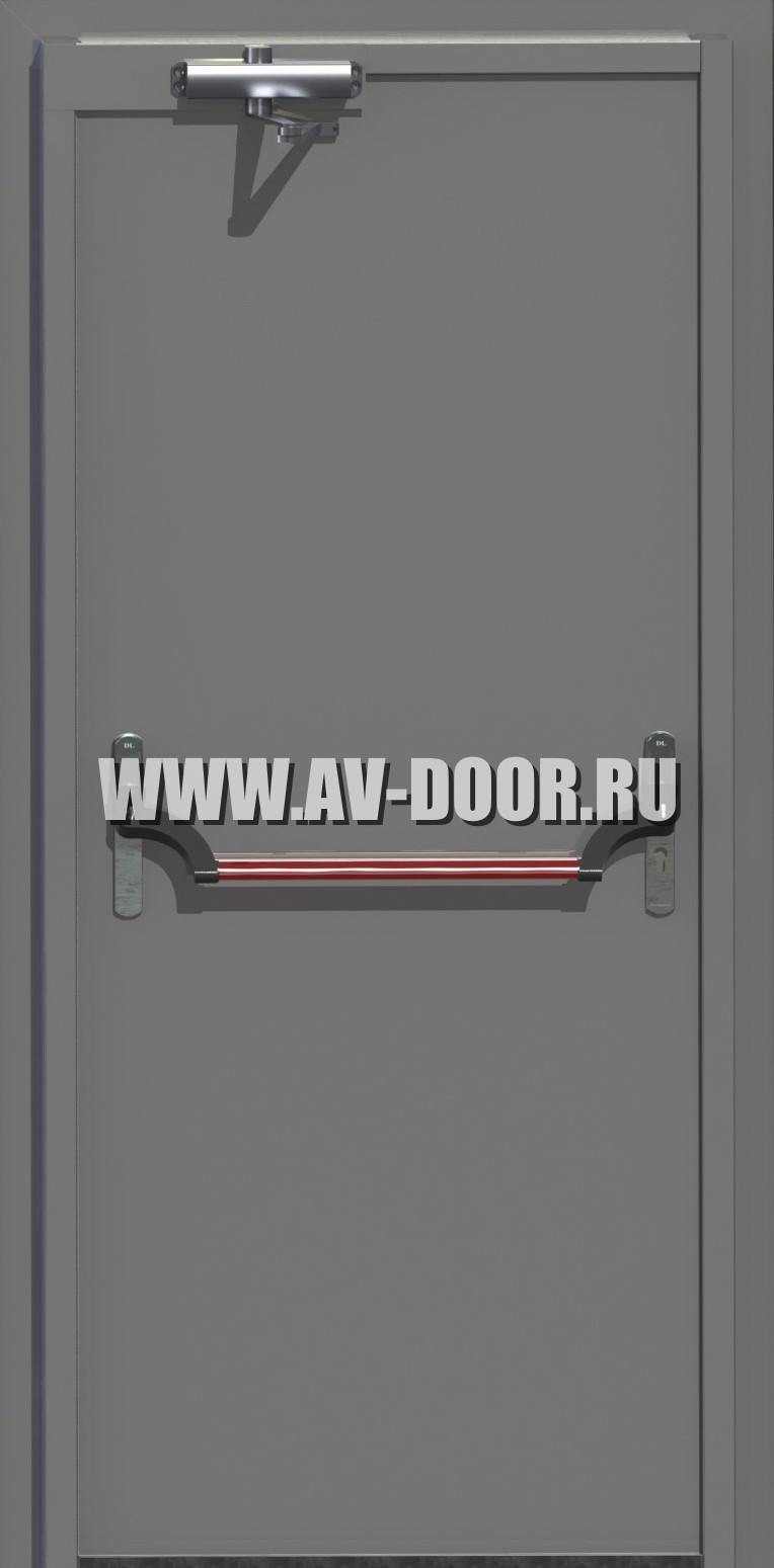 Дверь противопожарная глухая с антипаникой и выпадающим порогом ДМП-1Г