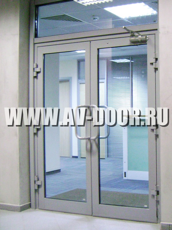 Дверь противопожарная двупольная EI30 с прямоугольными стёклами ДМП-2О