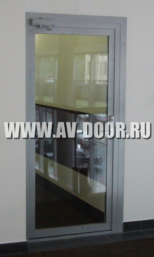 Дверь противопожарная однопольная с прямоугольным стеклом ДМП-1О