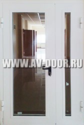 Дверь противопожарная двупольная с прямоугольными стёклами ДМП-2О