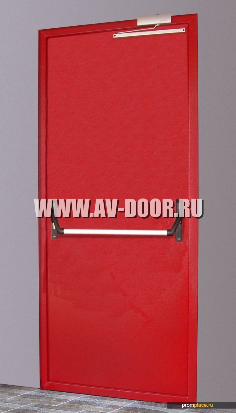Дверь противопожарная однопольная с антипаникой красная ДМП-1Г