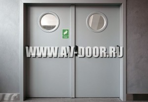 Дверь противопожарная двупольная с иллюминаторами и антипаникой ДМП-2О