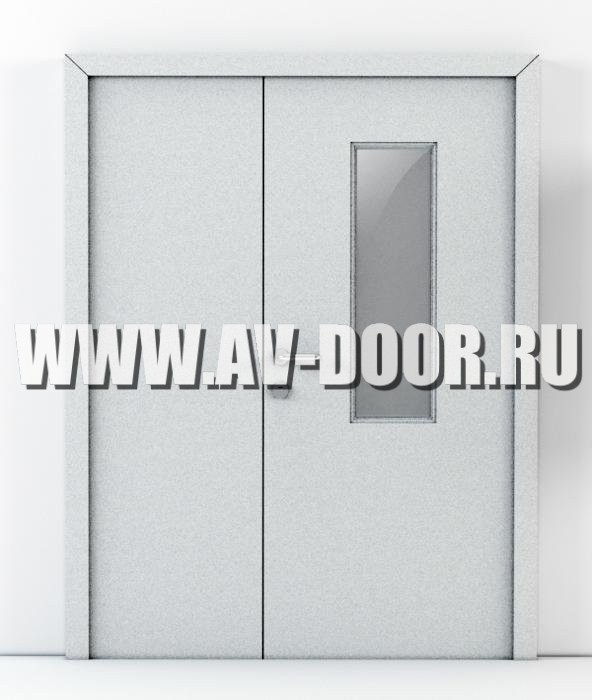 Дверь полотуростворчатая газонепроницаемая с прямоугольным стеклом ДМП-2О