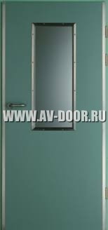 Дверь противопожарная с прямоугольным стеклом и без порога ДМП-1О