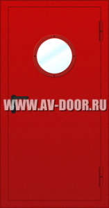 Дверь противопожарная одностворчатая с иллюминатором и порогом ДМП-1О