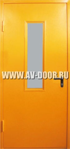 Дверь противопожарная с прямоугольным стеклом и порогом ДМП-1О