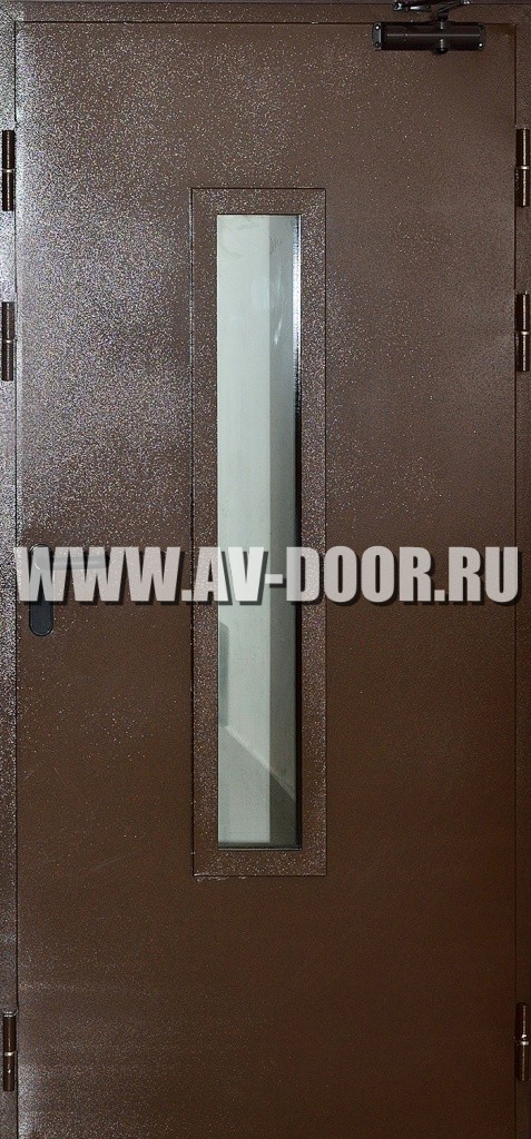 Дверь противопожарная однопольная с прямоугольным стеклом с напылением ДМП-1О