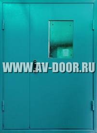 Дверь противопожарная двупольная с квадратным окном ДМП-2О