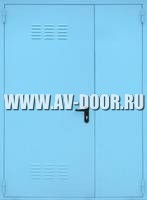 Дверь противопожарная двупольная глухая с вентиляционной решёткой и порогом ДМП-2Г