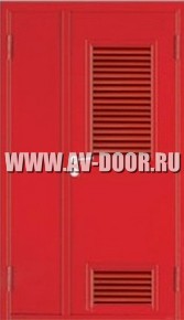 Дверь противопожарная двустворчатая глухая с решёткой ДМП-2Г