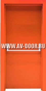 Дверь противопожарная однопольная глухая оранжевая с антипаникой ДМП-1Г