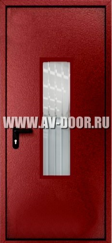 Дверь противопожарная однопольная с защитой от дыма и прямоугольным стеклом ДМП-1О