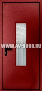 Дверь противопожарная однопольная с защитой от дыма и прямоугольным стеклом ДМП-1О