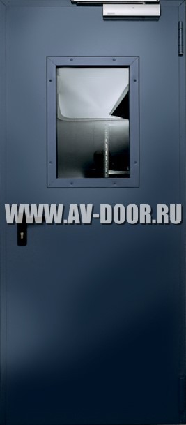 Дверь однопольная дымогазонепроницаемая с прямоугольным стеклом ДМП-1О