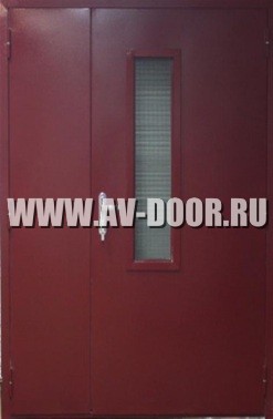 Дверь противопожарная двупольная с прямоугольным стеклом ДМП-2О