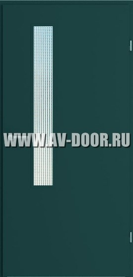 Дверь противопожарная одностворчатая со стеклом темно зеленая ДМП-1О