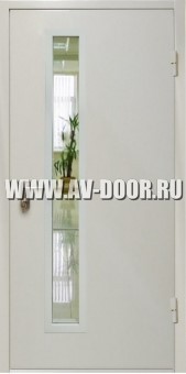 Дверь противопожарная с прямоугольным стеклом без порога ДМП-1О