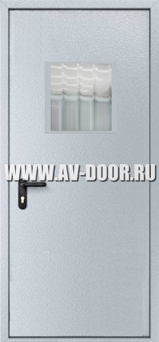Дверь противопожарная одностворчатая с квадратным стеклом без порога ДМП-1О