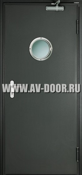 Дверь противопожарная однопольная с иллюминатором и без порога ДМП-1О