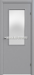 Дверь противопожарная однопольная с прямоугольным стеклом светло серая ДМП-1О