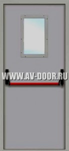 Дверь противопожарная дверь с прямоугольным стеклом и антипаникой ДМП-1О