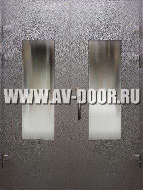 Дверь противопожарная двупольная с прямоугольными стёклами ДМП-2О